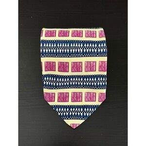 Robert Talbott Premiere Mens‎ Silk Tie Geometric Pink Navy Made in USA 3.75W